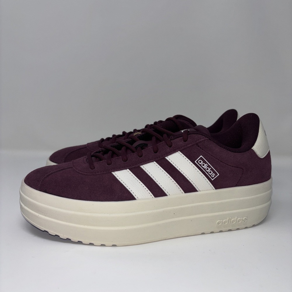Adidas VL Court Bold Maroon Comfy Casual Platform Shoes / IH0366 / Women's 6.5